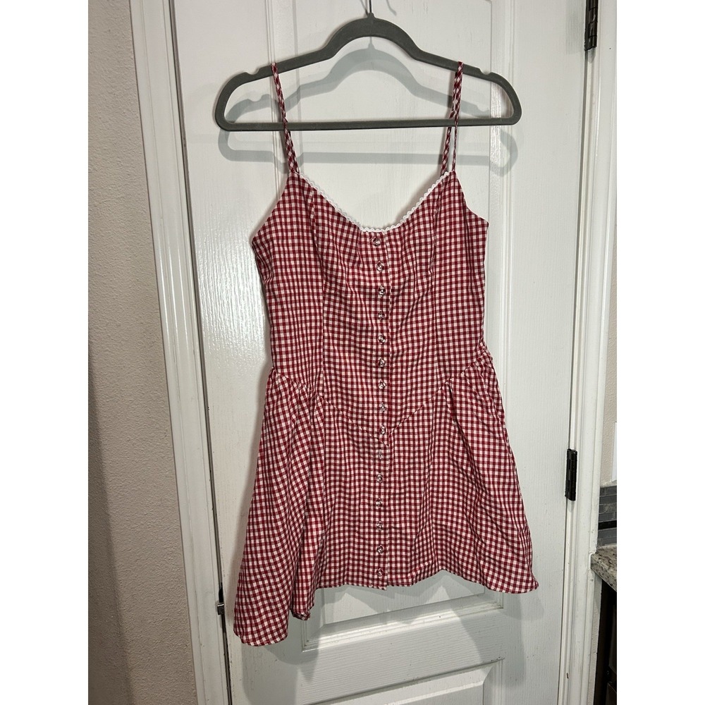 princess polly Toulouse Red Gingham Sleeveless Minidress Sz 6 Americana Bbq - Picture 7 of 11